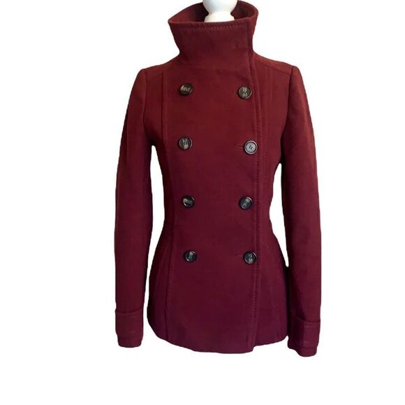 🌟HOST PICK⭐️ H&M burgundy Peacoat. - Picture 9 of 10